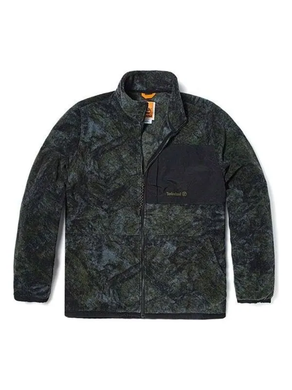 Куртка camo print fleece jacket 'green black' Timberland — изображение 1 из 3, зеленый/черный