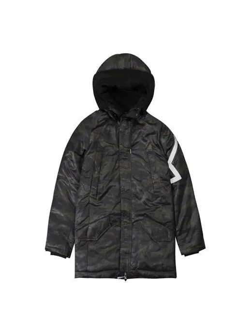 Пуховик Air Jordan Sports Stay Warm hooded Thicken mid-length Down Jacket Black — изображение 1 из 4, черный