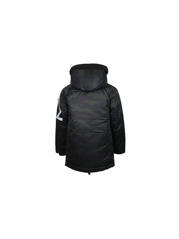 Пуховик Air Jordan Sports Stay Warm hooded Thicken mid-length Down Jacket Black — изображение 2 из 4, черный
