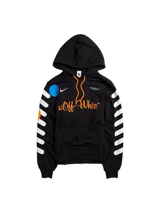 Толстовка x off-white hoodie 'black total orange' Nike — изображение 1 из 4, черный