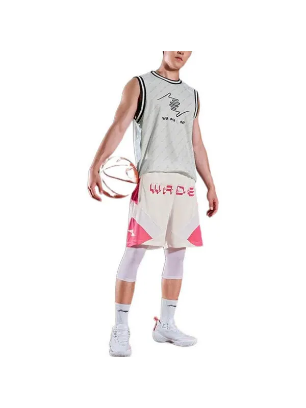Шорты баскетбольные шорты с логотипом way of wade Li-Ning — изображение 3 из 4, белый/розовый