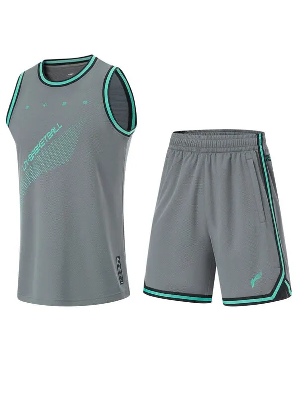 Костюмы cba logo баскетбольный костюм Li-Ning — изображение 1 из 4, серый/зеленый