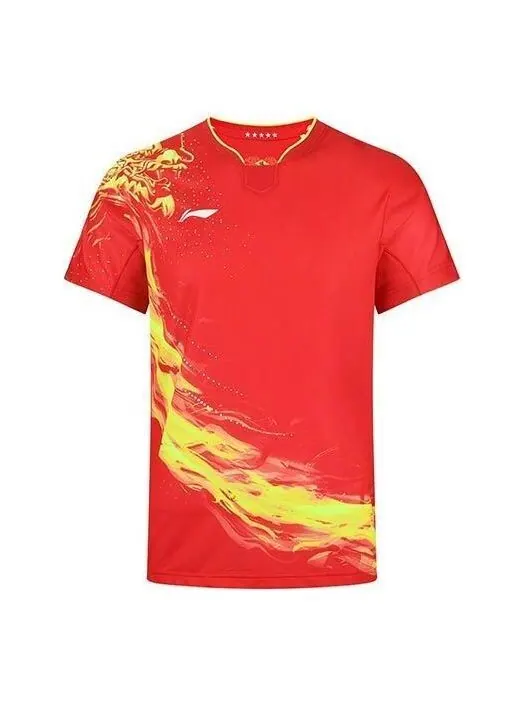 Футболка быстросохнущие настольный теннис дракон футболка Li-Ning — изображение 1 из 3, красный/желтый