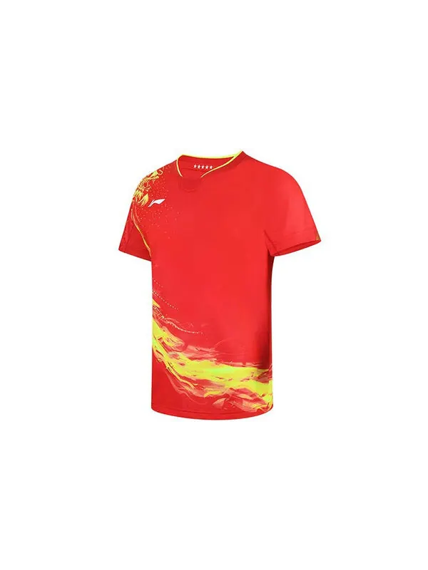 Футболка быстросохнущие настольный теннис дракон футболка Li-Ning — изображение 3 из 3, красный/желтый