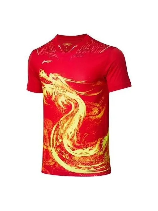 Футболка 32-я токийская олимпиада настольный теннис майка Li-Ning — изображение 1 из 2, красный/желтый