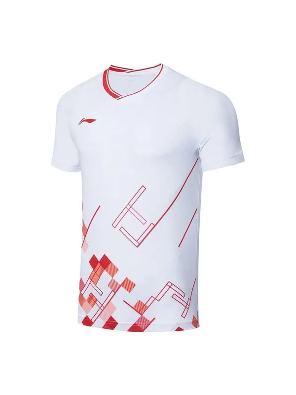 Футболка с графическим рисунком для соревнований по бадминтону Li-Ning — изображение 1 из 2, белый/красный