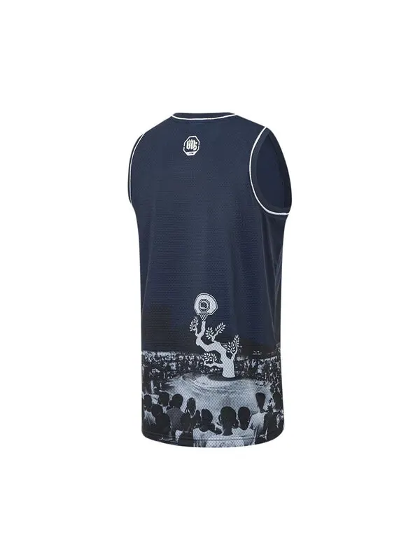 Футболка badfive графическая баскетбольная майка Li-Ning — изображение 2 из 2, темно-синий/белый