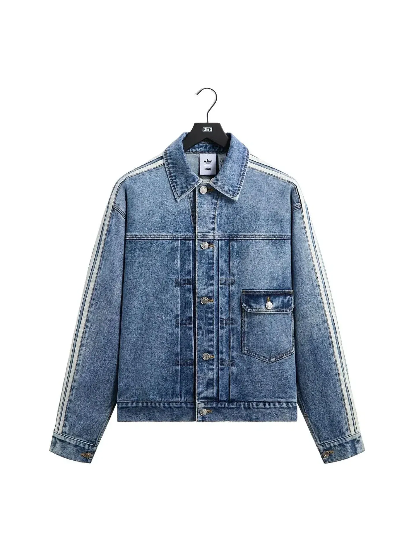 Мужская джинсовая куртка с принтом KITH x Messi for Adidas Football Denim Jacket Aurora Ink — изображение 1 из 3, синий