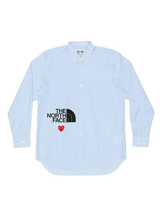 Рубашка x the north face striped shirt 'blue' Comme Des Garcons Play — изображение 1 из 2, синий