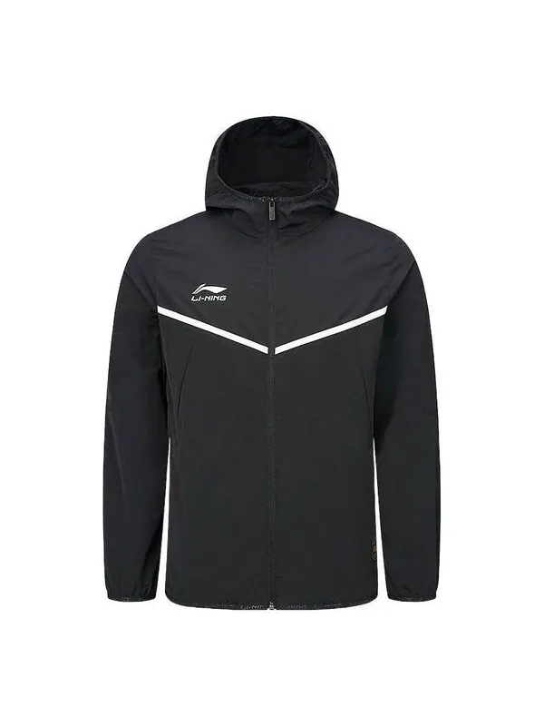 Куртка с логотипом, спортивная, на молнии, с капюшоном Li-Ning — изображение 1 из 3, черный/белый