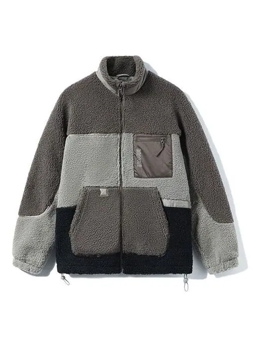 Куртка badfive logo color block polar флисовая куртка Li-Ning — изображение 1 из 4, серый/черный