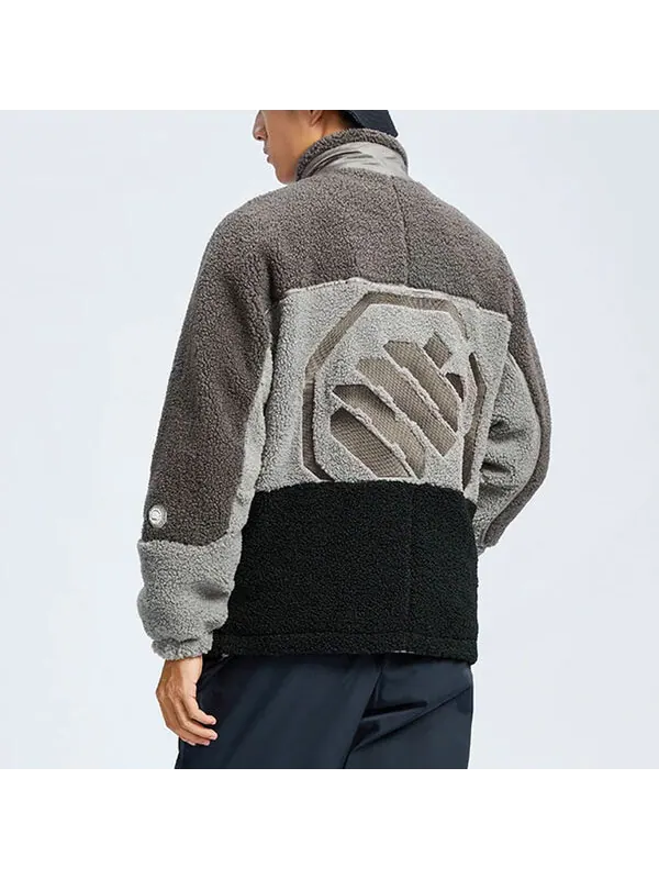 Куртка badfive logo color block polar флисовая куртка Li-Ning — изображение 4 из 4, серый/черный