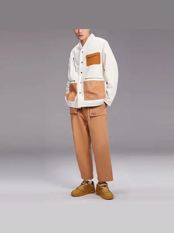 Пиджаки однобортный пиджак с лацканами и ландшафтным узором сзади Li-Ning — изображение 3 из 4, белый
