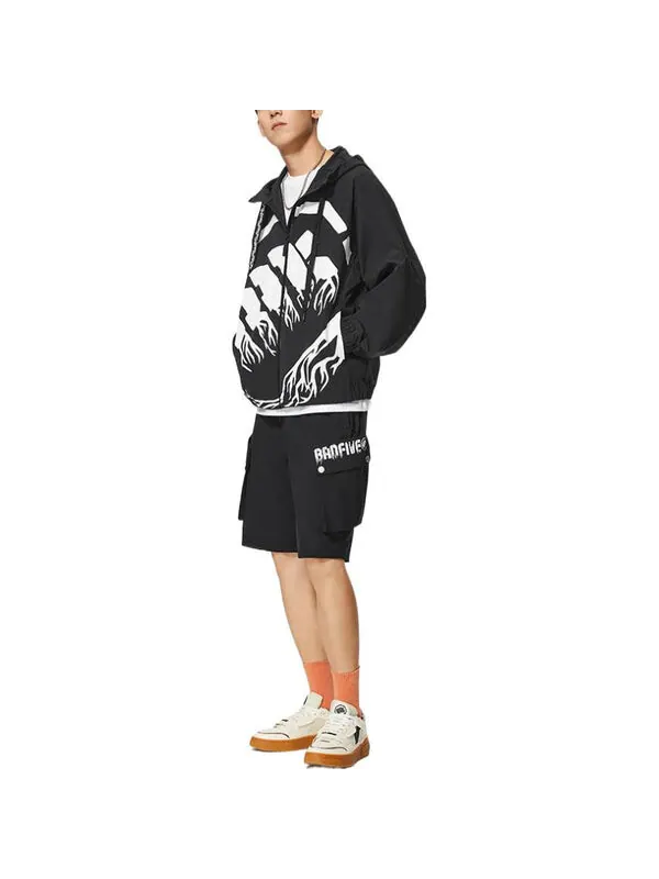 Куртка badfive большой логотип куртка с капюшоном на молнии Li-Ning — изображение 3 из 4, черный/белый