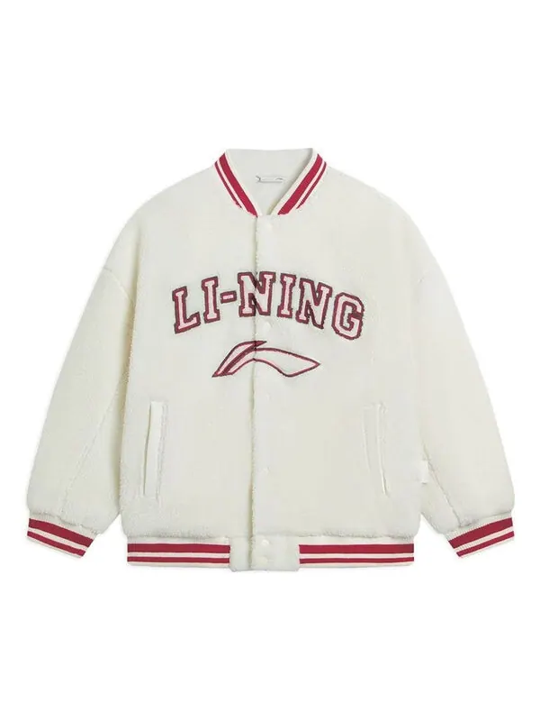 Куртка бейсбольная куртка из флиса с логотипом Li-Ning — изображение 1 из 2, бежевый/красный