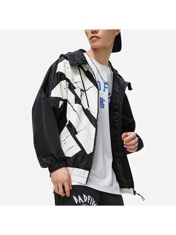 Куртка badfive тканая ветровка с капюшоном Li-Ning — изображение 3 из 4, черный/белый
