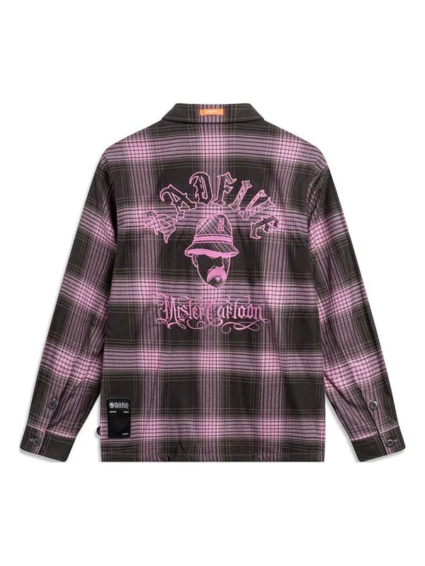 Рубашка x mister cartoon badfive графическая клетчатая рубашка Li-Ning — изображение 2 из 2, серый/розовый