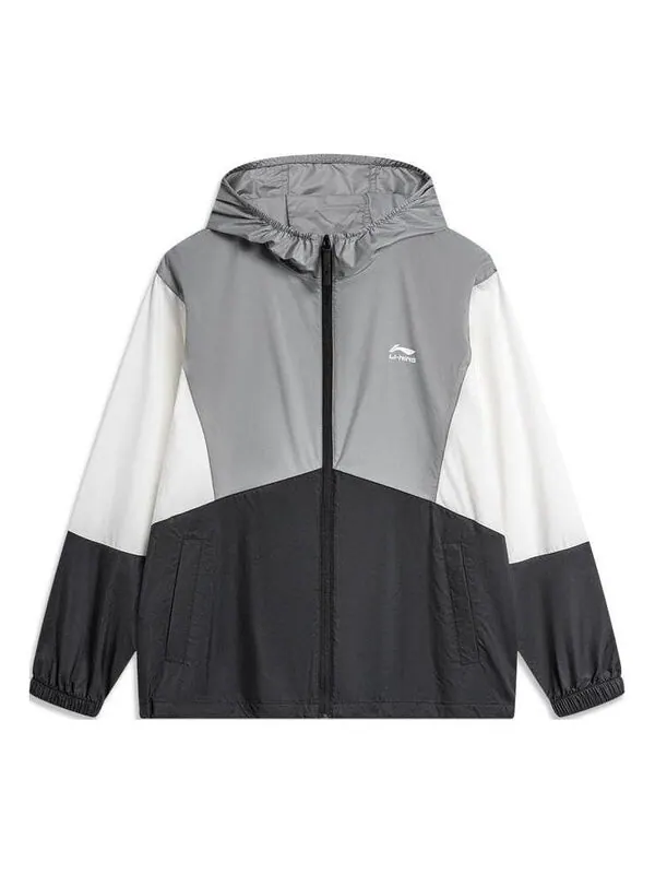 Куртка ветровка с цветными блоками Li-Ning — изображение 1 из 2, белый/серый/черный