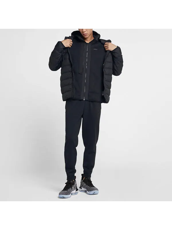 Пуховик Men's Nike Casual Hooded Black Down Jacket — изображение 3 из 4, черный