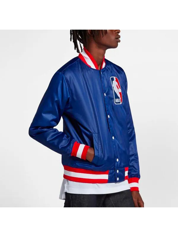 Майка Nike SB x NBA Bomber Crossover Skateboard Casual Sports baseball uniform Jacket Blue — изображение 3 из 4, синий