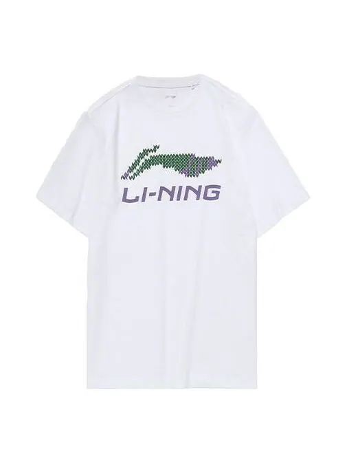 Футболка с логотипом и алфавитом, круглый вырез, короткий рукав Li-Ning — изображение 1 из 1, белый