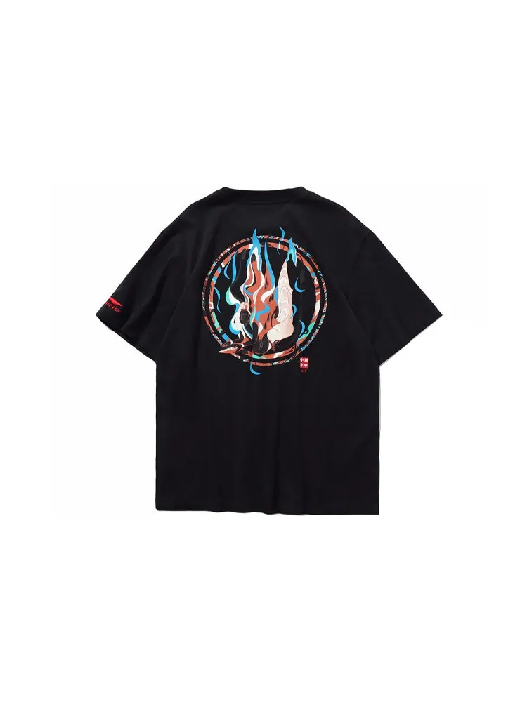 Футболка Li-Ning SS20 Series Printing Short Sleeve Tee 'Black White Red' — изображение 2 из 2, черный