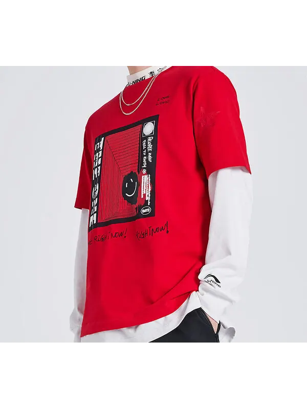 Футболка cf earth с коротким рукавом в стиле пары chicago bulls Li-Ning — изображение 2 из 2, красный
