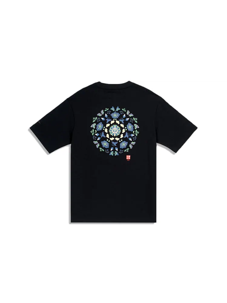 Футболка Li-Ning Paris Fashion Week Graphic Printing Casual Tee 'Black Blue' — изображение 2 из 2, черный