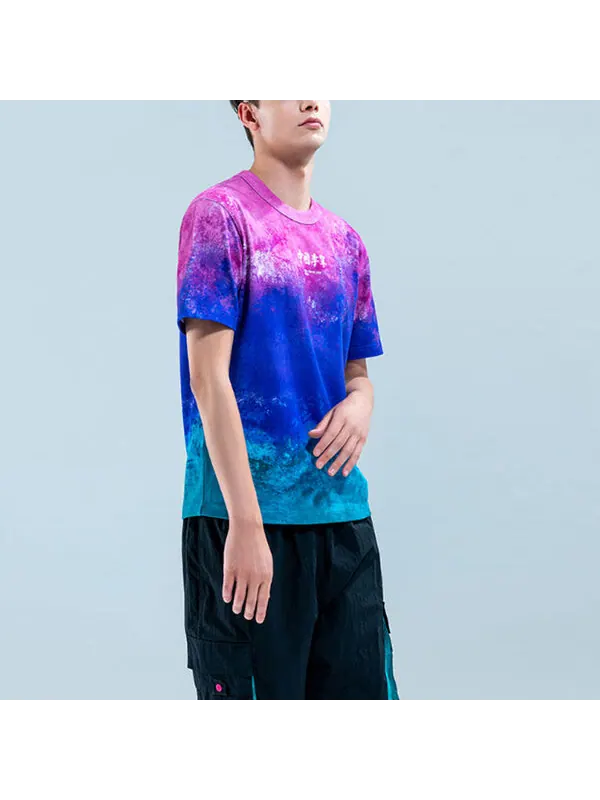 Футболка с принтом спортивные с круглым вырезом и коротким рукавом Li-Ning — изображение 3 из 4, фиолетовый