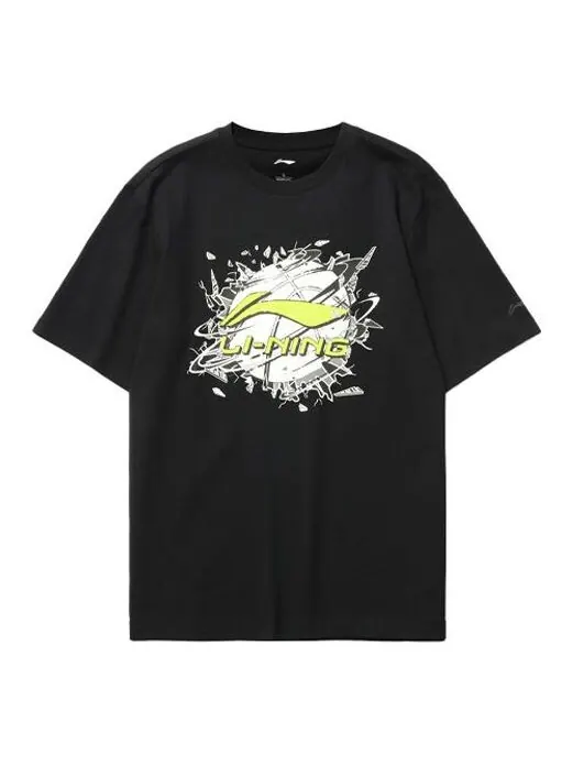 Футболка свободный крой с рисунком кольца Li-Ning — изображение 1 из 2, черный/желтый/белый