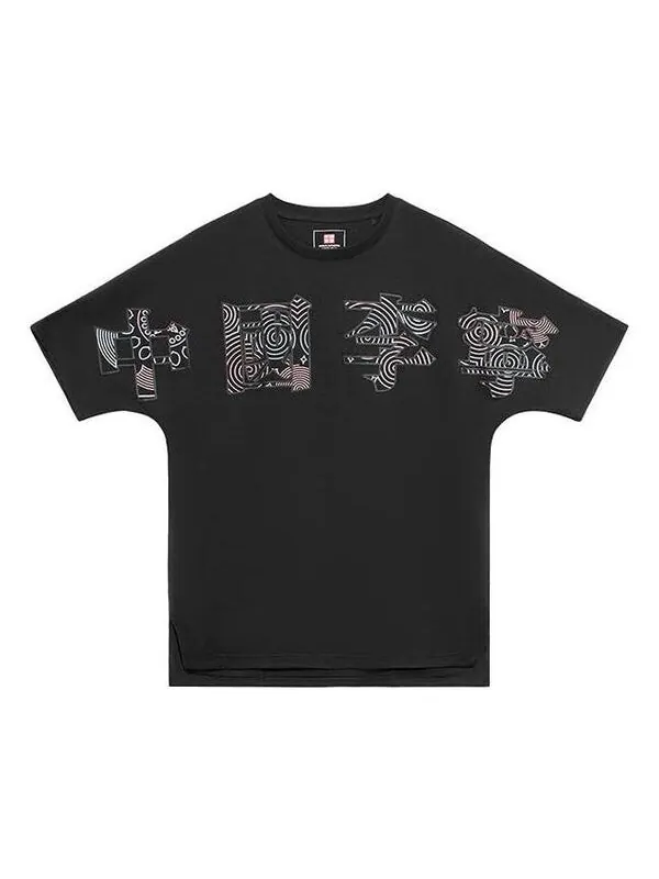 Футболка с большим логотипом, свободная футболка Li-Ning — изображение 1 из 3, черный/мульти