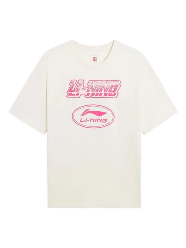Футболка с графическим принтом футболка Li-Ning — изображение 1 из 2, бежевый/розовый