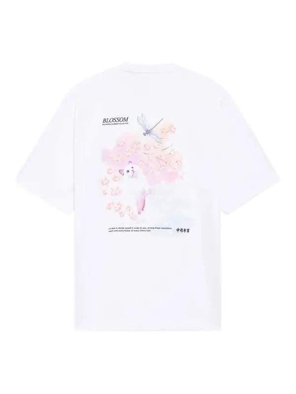 Футболка с рисунком цветущей вишни Li-Ning — изображение 2 из 2, белый/мульти