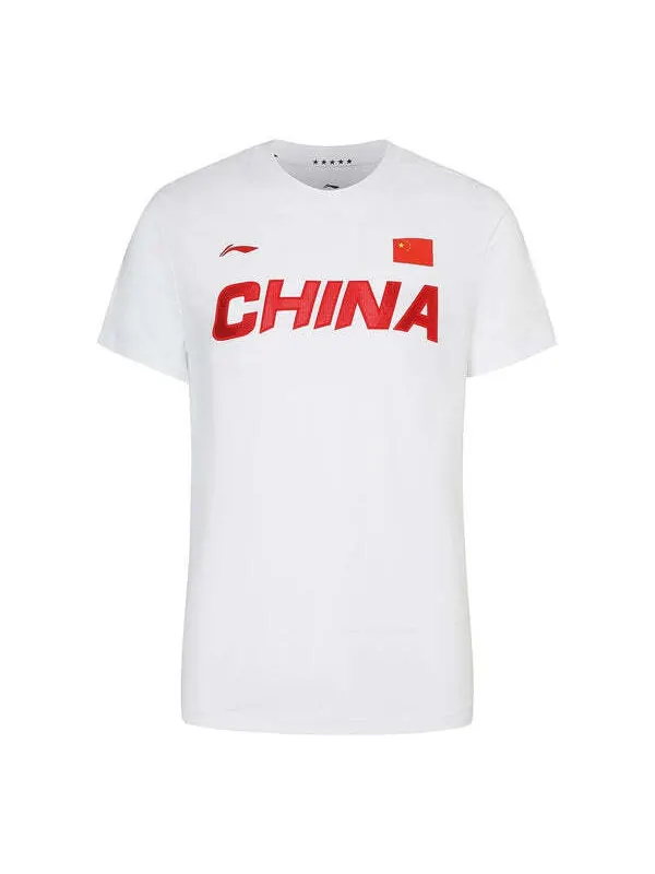 Футболка стиль жизни спортивная одежда премиум футболка Li-Ning — изображение 1 из 2, белый/красный