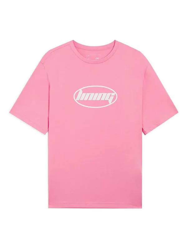 Футболка модные логотипы футболка Li-Ning — изображение 1 из 2, розовый/белый