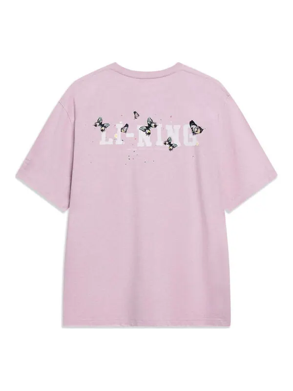 Футболка с рисунком бабочки Li-Ning — изображение 2 из 2, розовый/мульти