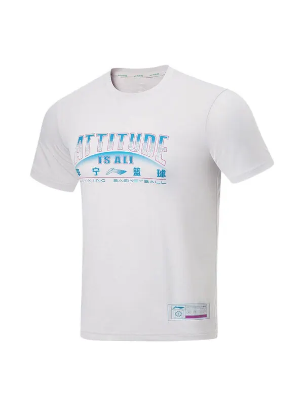 Футболка баскетбольное отношение - это все графические Футболка Li-Ning — изображение 1 из 2, белый/синий