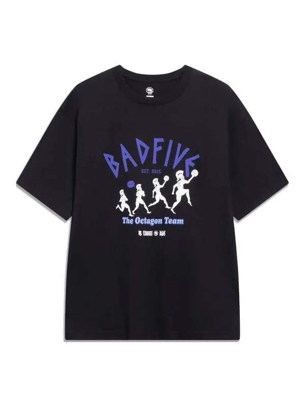 Футболка x anti wu badfive повседневная футболка с графическим принтом Li-Ning — изображение 1 из 4, черный/белый/фиолетовый