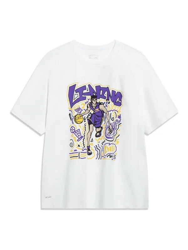 Футболка с рисунком в виде комиксов Li-Ning — изображение 1 из 2, белый/мульти