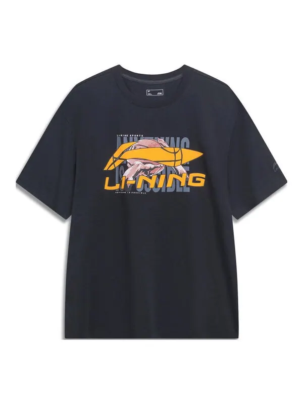 Футболка с логотипом баскетбольного клуба Li-Ning — изображение 1 из 2, черный/оранжевый