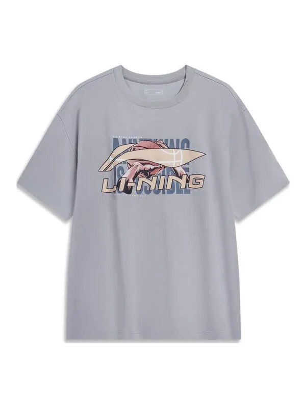 Футболка с логотипом баскетбольного клуба Li-Ning — изображение 1 из 2, серый/мульти