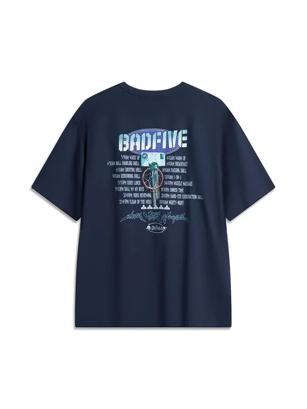 Футболка badfive hoops graphic t-shirt 'navy' Li-Ning — изображение 2 из 2, темно-синий/мульти