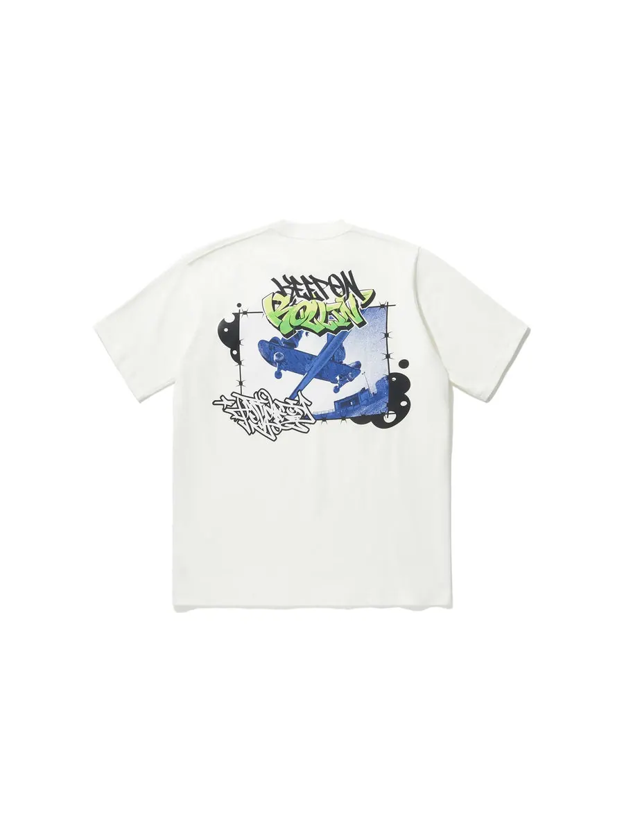 Футболка Li-Ning Keep On Rollin Graphic T-shirt 'White' — изображение 2 из 2, белый