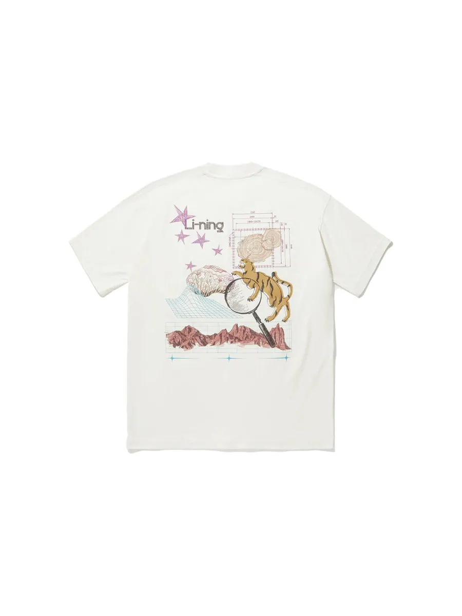 Футболка Li-Ning Tiger Graphic T-shirt 'White' — изображение 2 из 2, белый