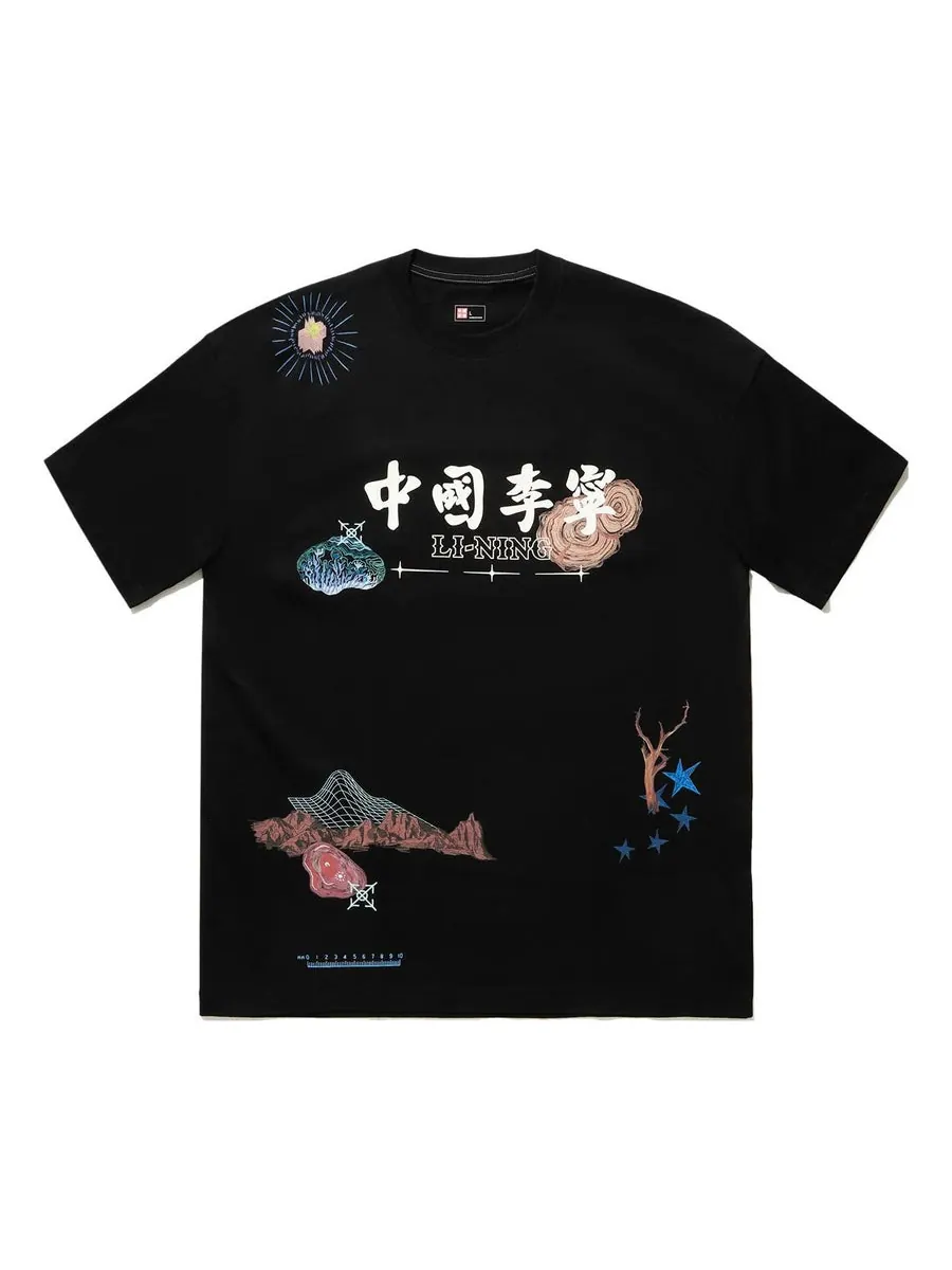 Футболка Li-Ning Graphic T-shirt 'Black' — изображение 1 из 2, черный
