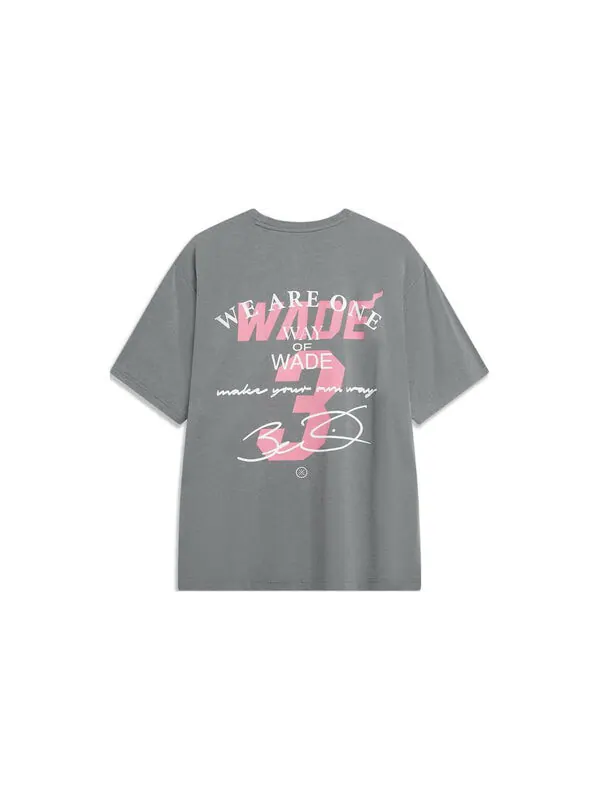 Футболка way of wade graphic t-shirt 'grey' Li-Ning — изображение 2 из 2, серый/белый/розовый
