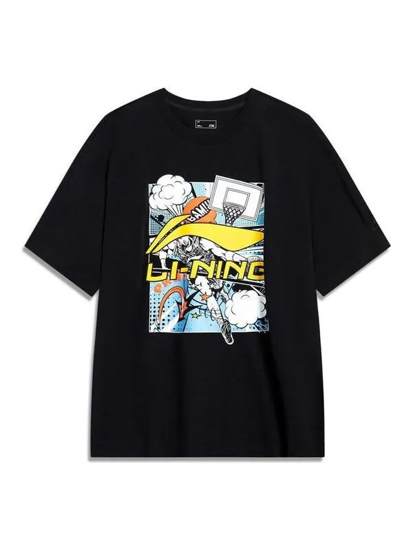 Футболка с комиксами, графические Футболка Li-Ning — изображение 1 из 2, черный/мульти