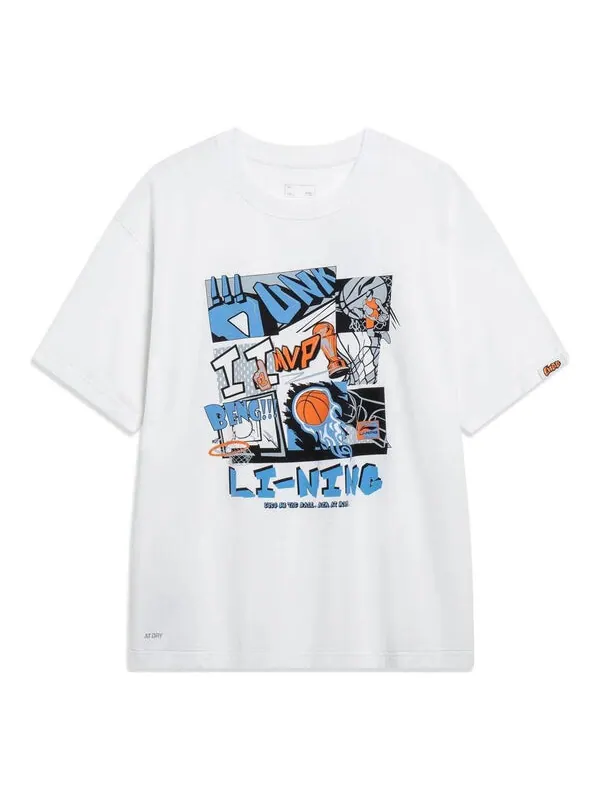 Футболка с рисунком в виде комиксов Li-Ning — изображение 1 из 2, белый/мульти