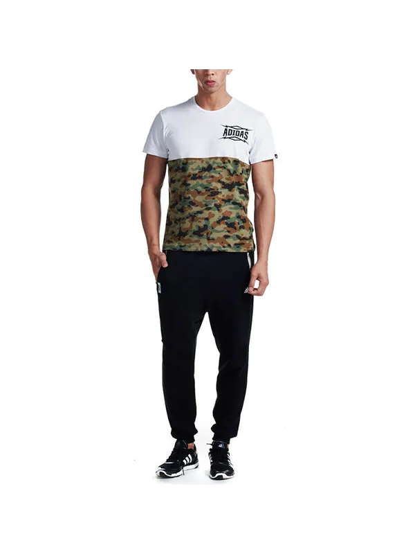 Футболка summer attack camouflage colorblock sports round neck short sleeve white Adidas — изображение 3 из 4, мульти