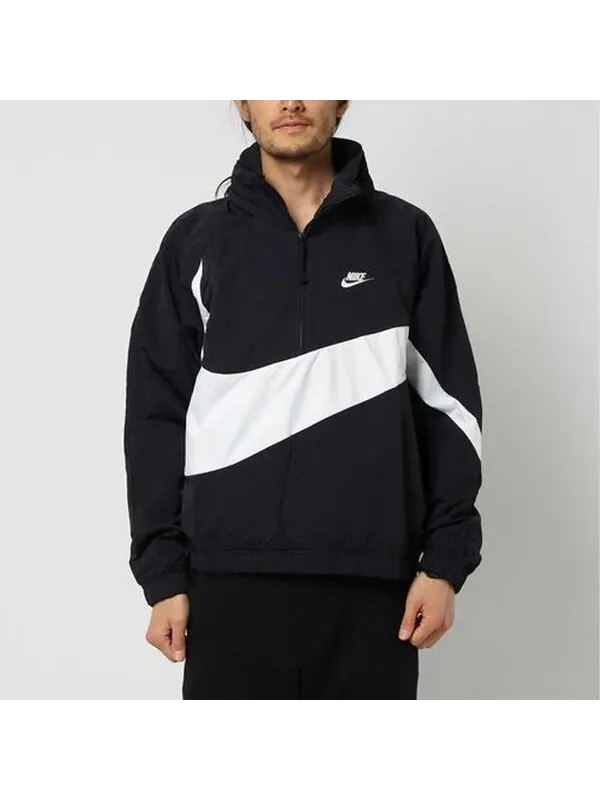 Куртка Men's Nike Half Zipper Big Swoosh Jacket Us Edition Black — изображение 3 из 4, мульти
